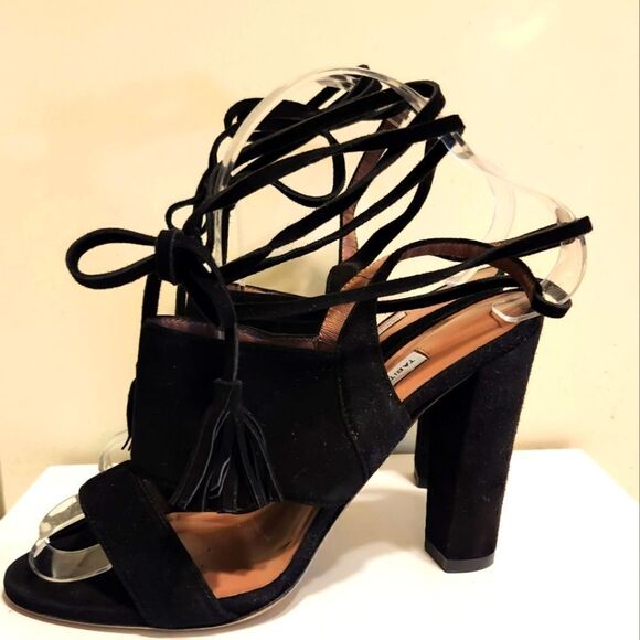 NWT Tabitha Simmons Black Kid Suede Strappy 